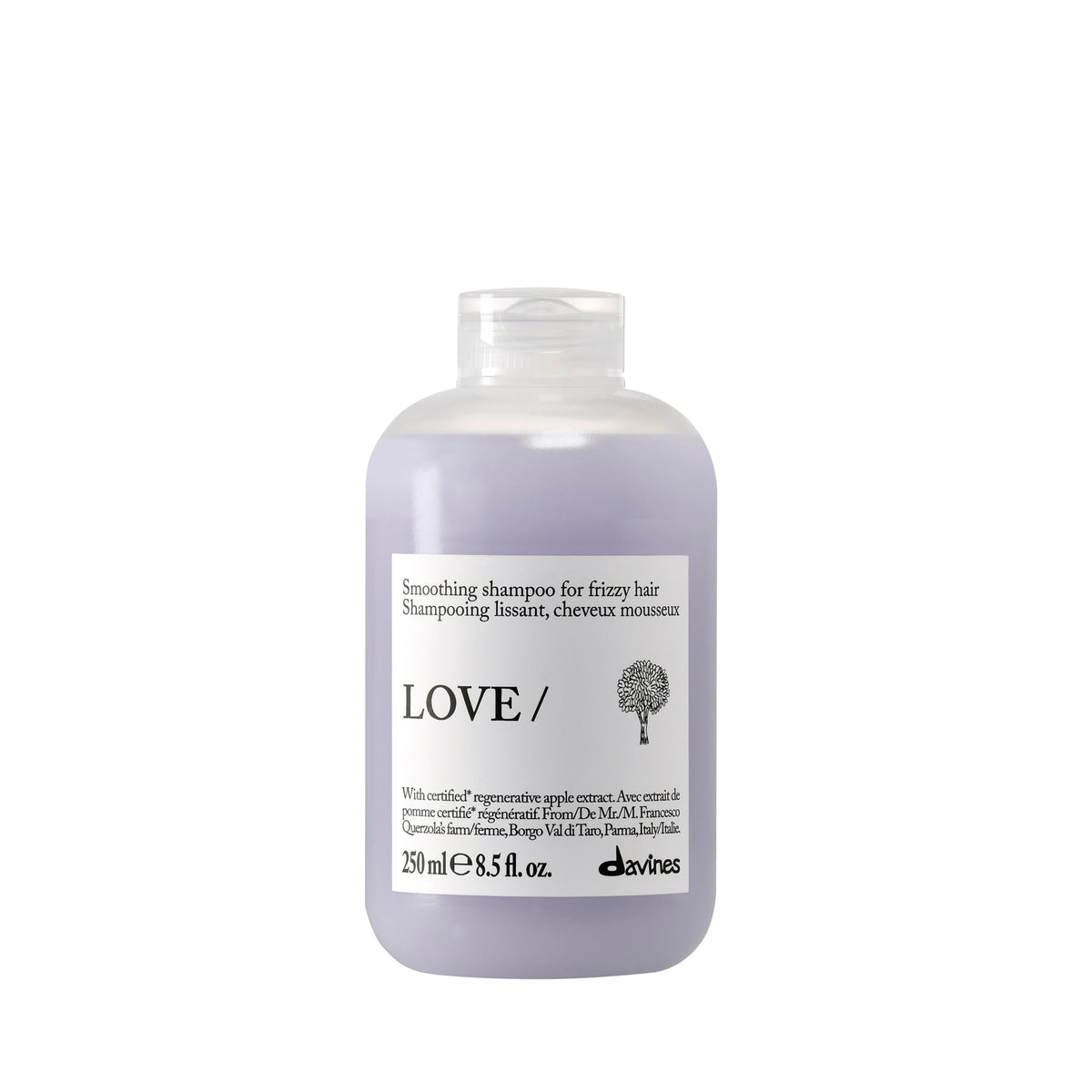 Davines LOVE SMOOTHING Shampoo 250ml vue avant avec bouchon