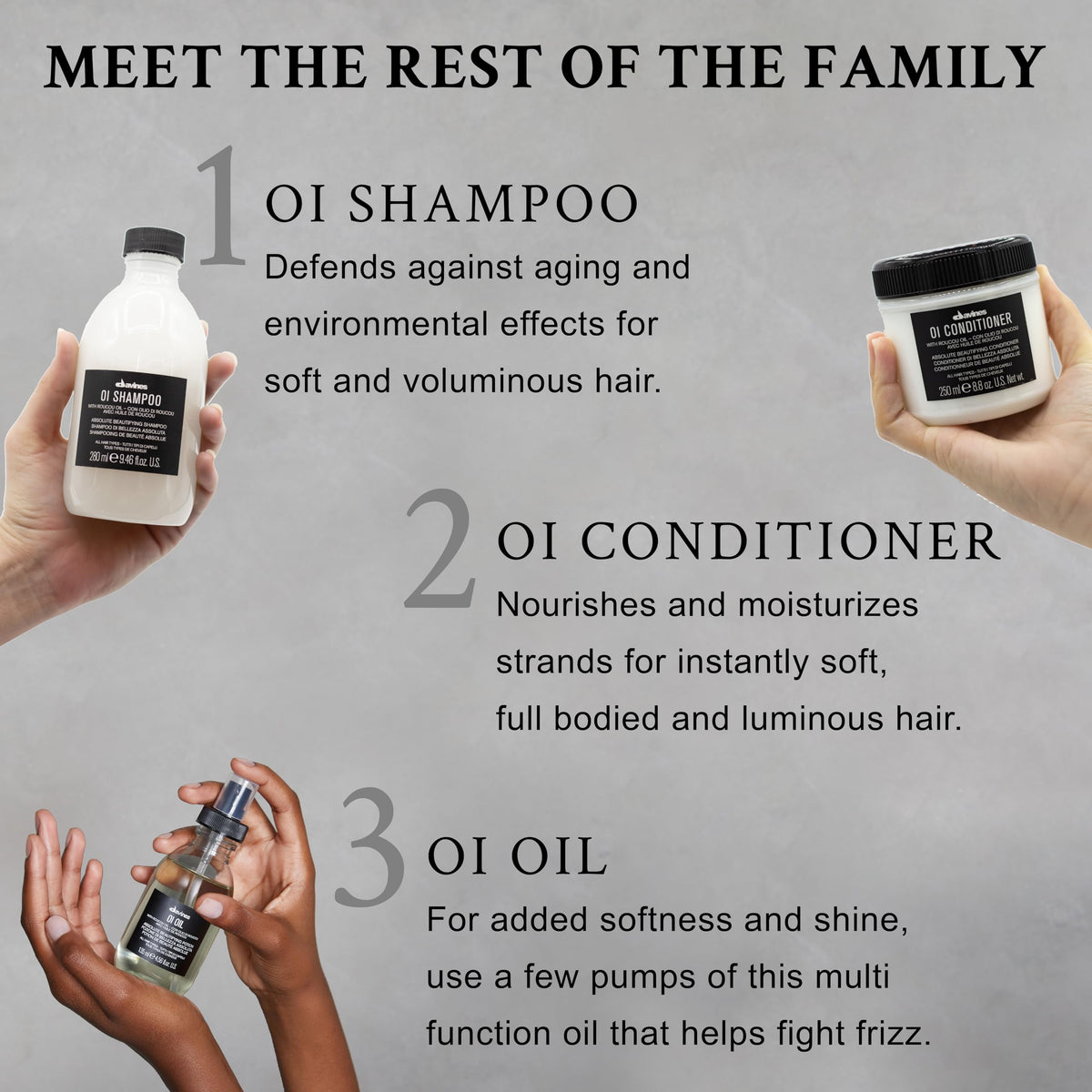Davines OI Shampoo 70g avec des gouttes d'eau
