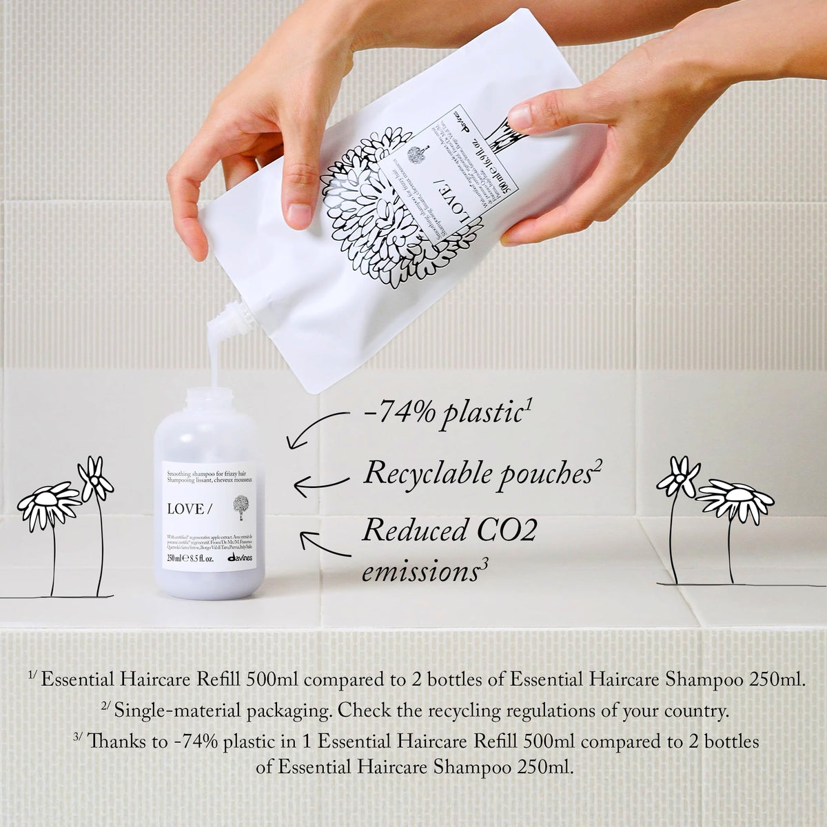 Davines shampooing recharge 500ml, détail de la texture de la mousse