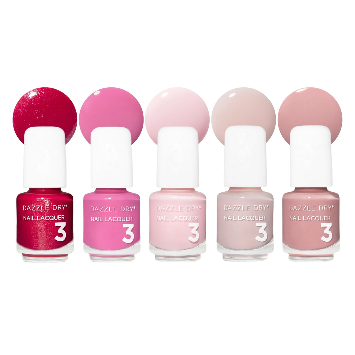 Dazzle Dry Mini Flight 5 mini vernis roses en packaging