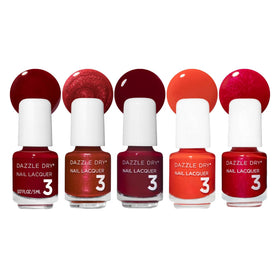 Dazzle Dry Mini Flight collection de vernis rouges avec 5 mini flacons