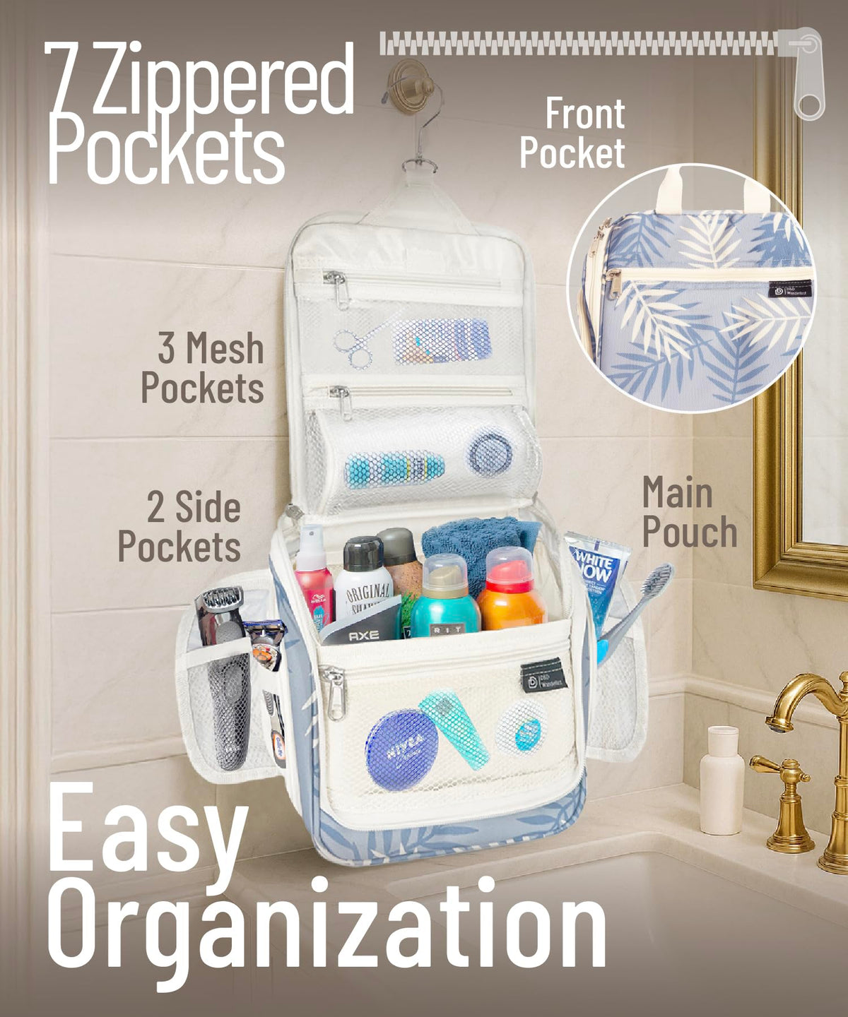 DD D&D Wanderlust trousse de toilette suspendue avec crochet en métal
