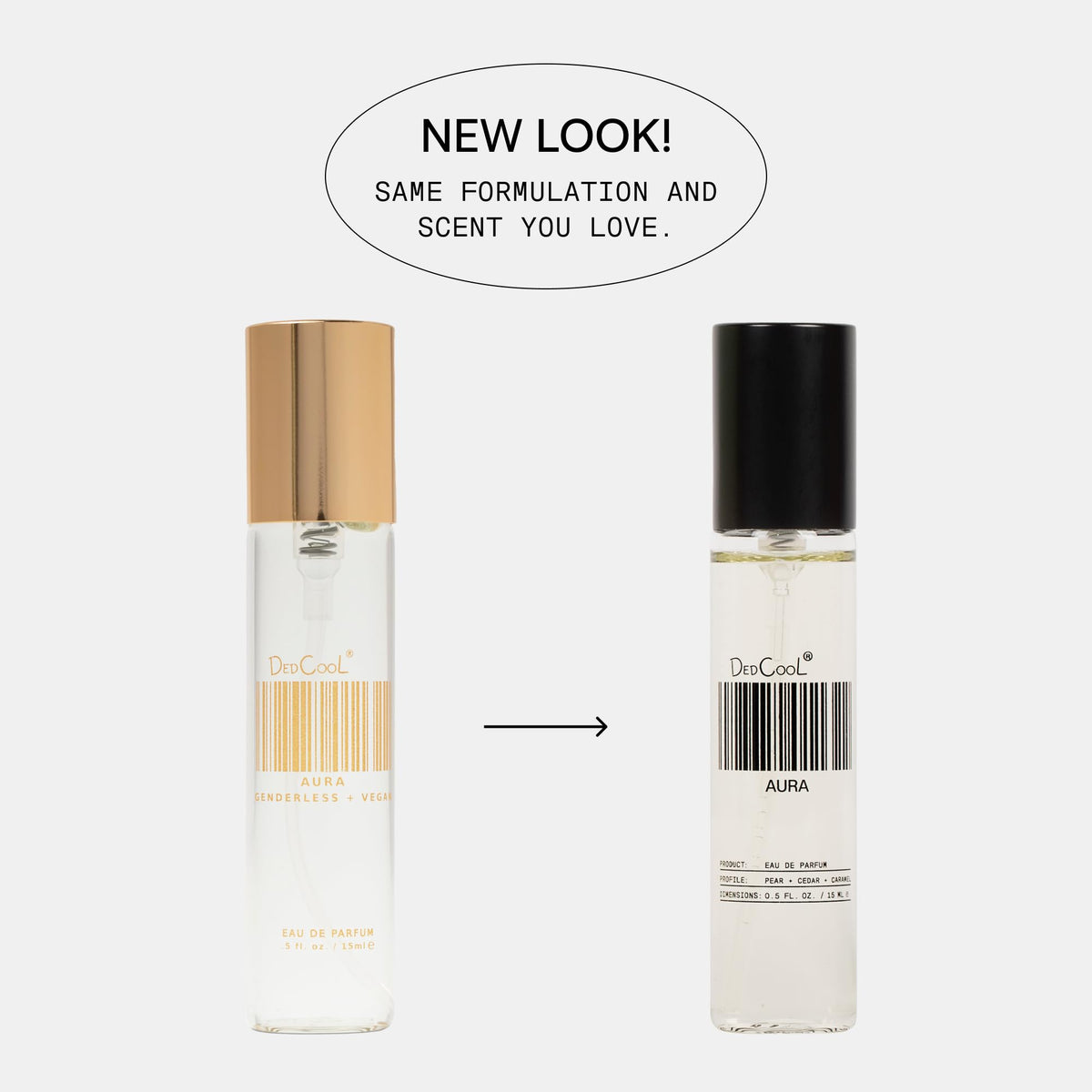 DedCool Eau de Parfum Aura 15 mL en extérieur sur une table