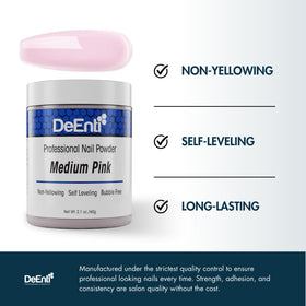 DeEnti Poudre Acrylique Rose 2oz application sur ongles