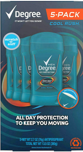 Degree Antiperspirant Homme Cool Rush 2,7 Oz côté avec bouchon