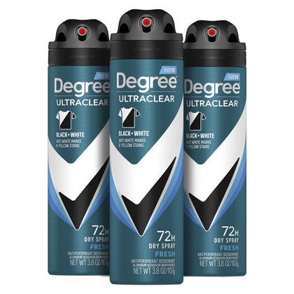 Degree Antiperspirant Spray UltraClear Black + White 3 Pack vue de face