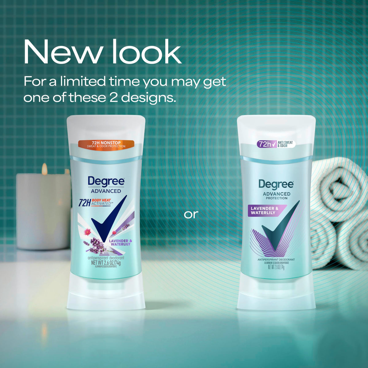 Degree Déodorant Antitranspirant Lavande & Nénuphar 125g avec étiquette