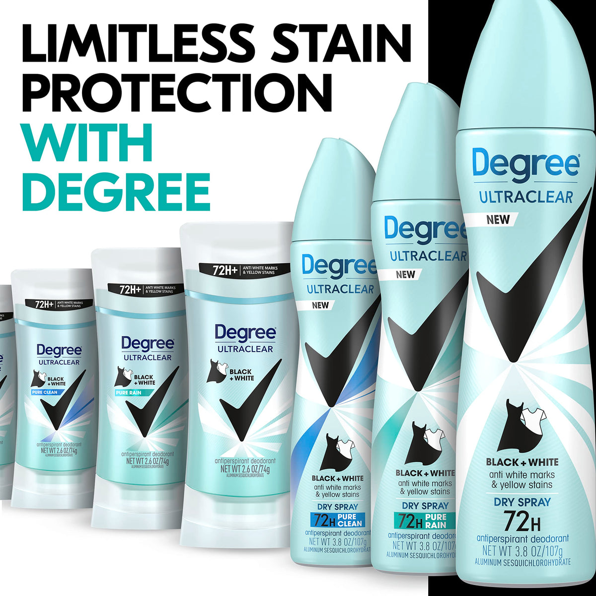 Degree Déodorant Antitranspirant Spray Sec Pure Fresh application on skin