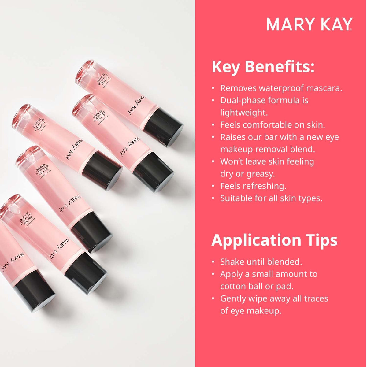 Démaquillant pour les yeux Mary Kay avec main tenant le flacon