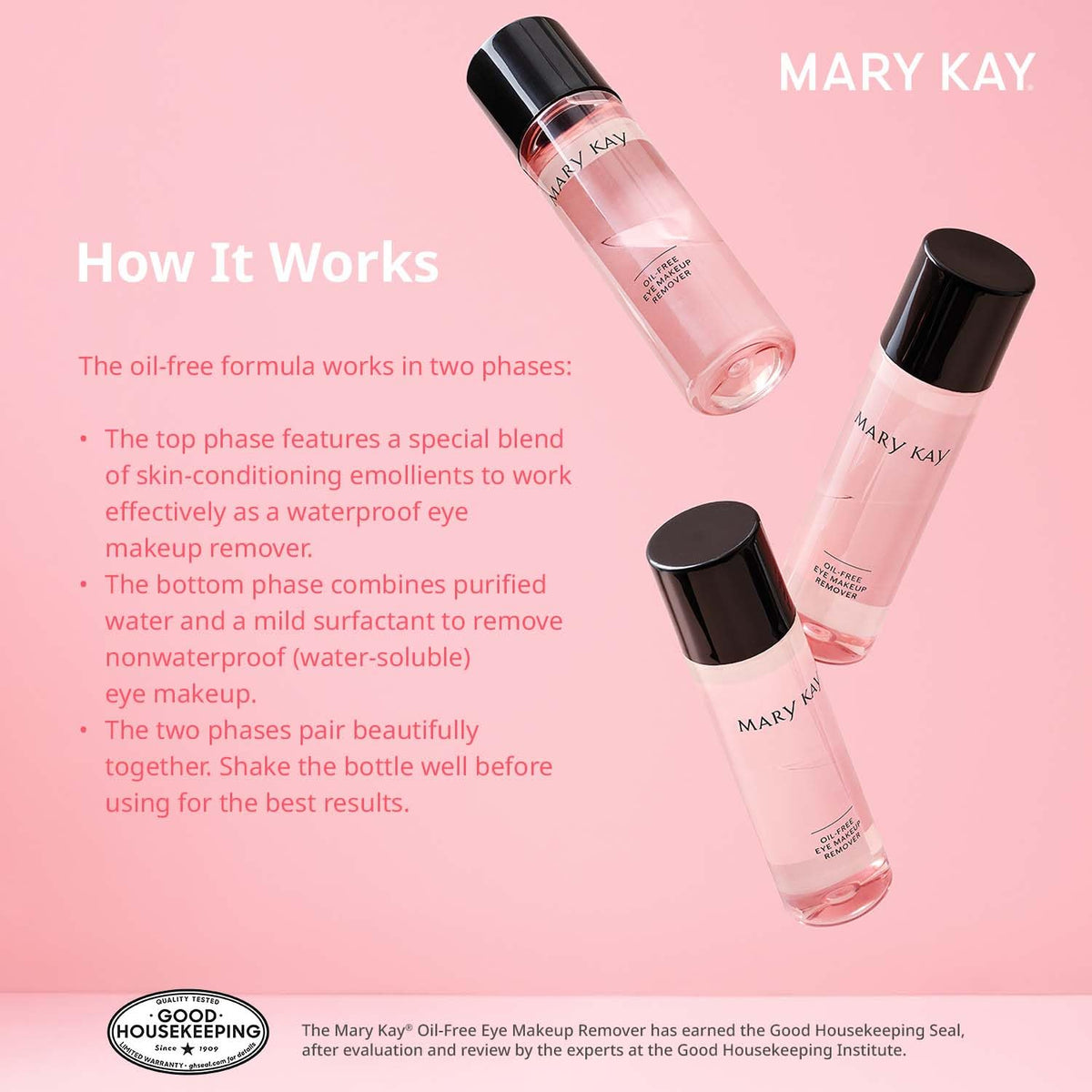 Démaquillant pour les yeux Mary Kay en utilisation sur maquillage