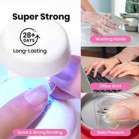 Démonstration de l'application des tips Beetles sur des ongles naturels