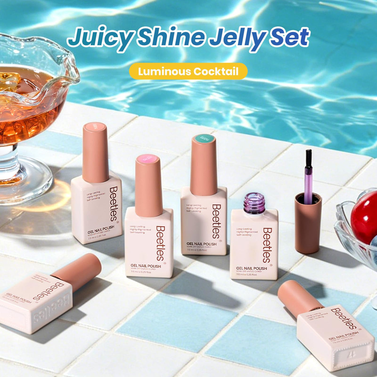 Démonstration de l'effet des couches de vernis gel Luminous Cocktail