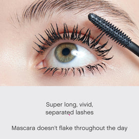 Démonstration de l'effet du mascara Vivienne Sabó sur des cils