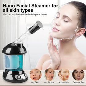 Denfany Steamer Facial en utilisation avec vapeur visible