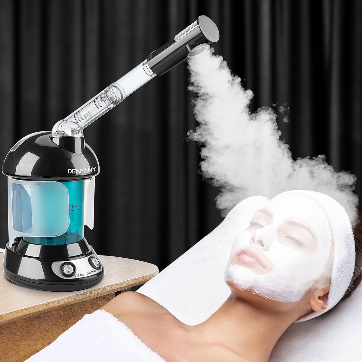 Denfany Steamer Facial sur une table de soins