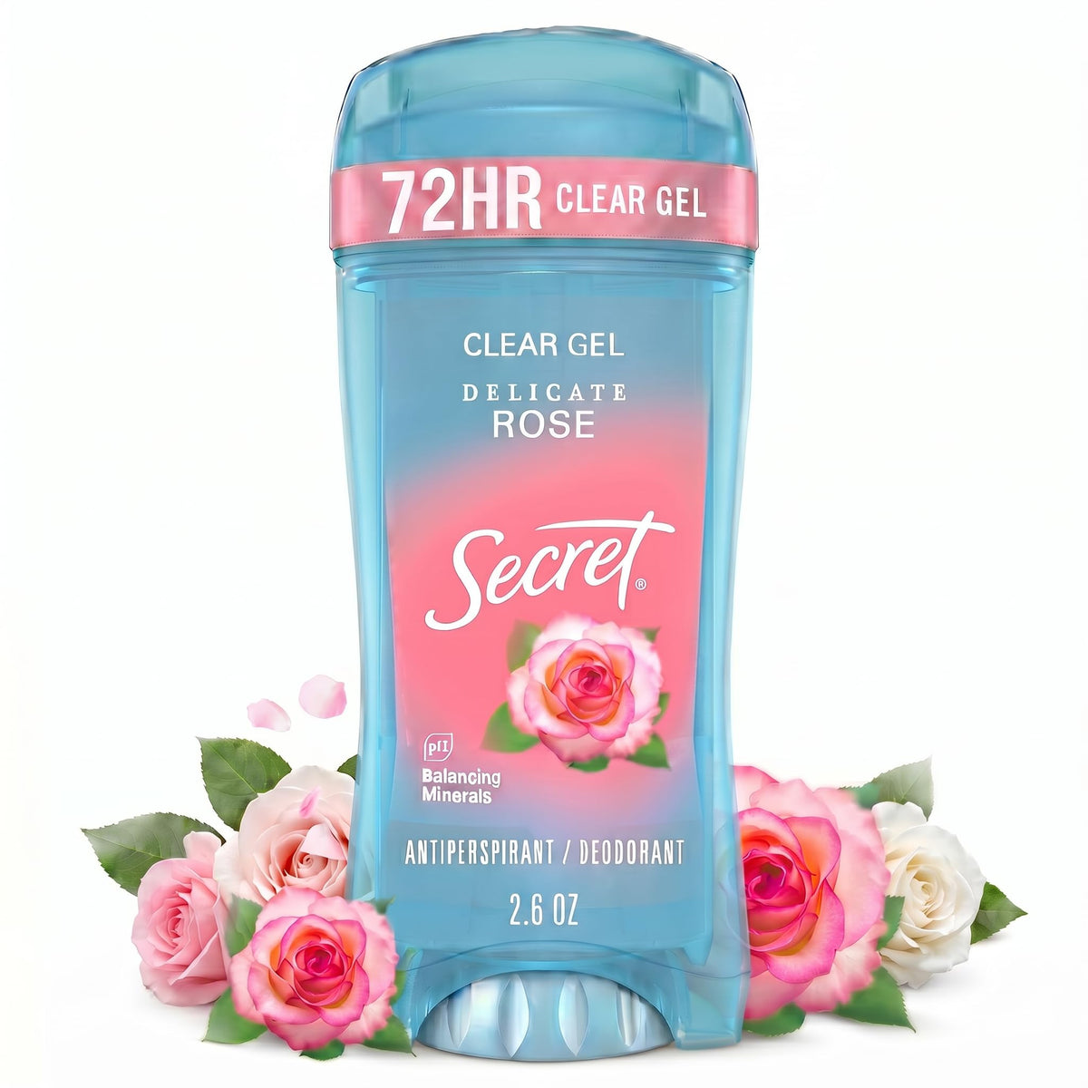 Déodorant antitranspirant Secret 72h pour femmes, gel clair, parfum délicat de rose