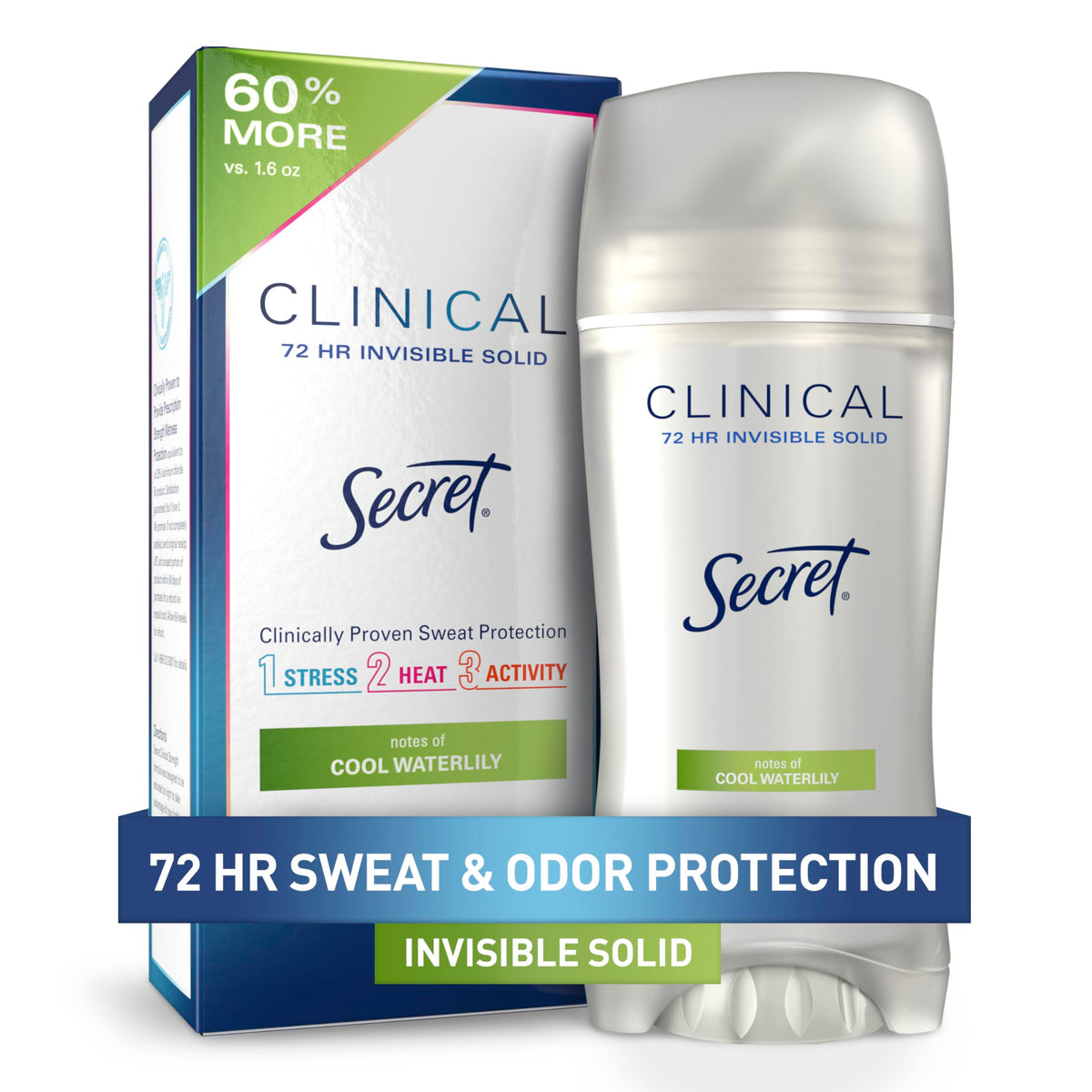 Déodorant antitranspirant Secret 72h vue avant, format 75 g