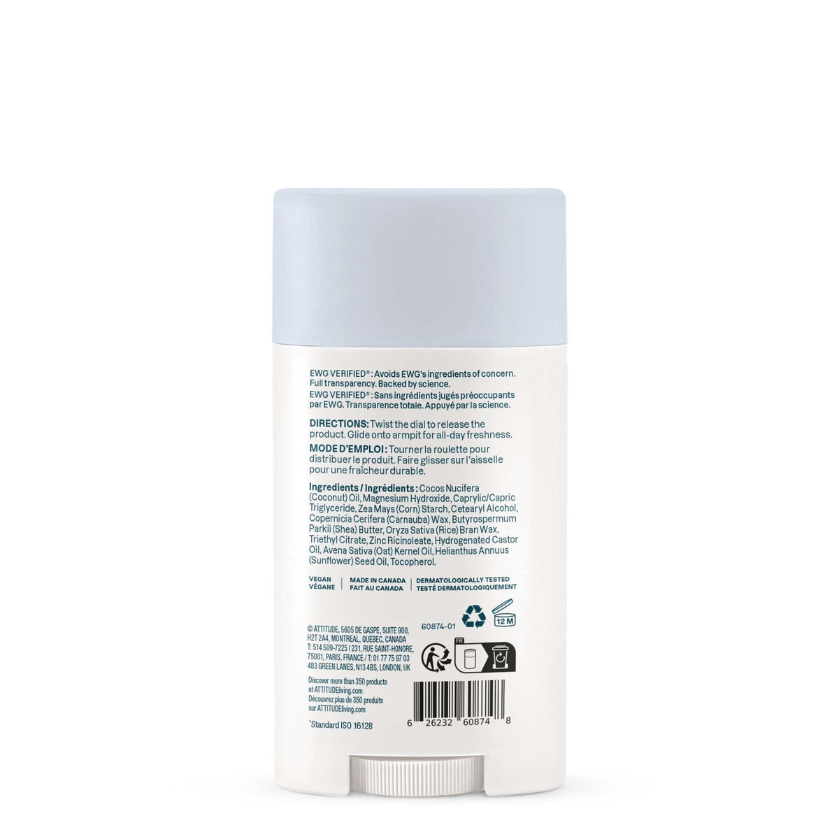 Déodorant ATTITUDE Sensitive 95g stick ouvert