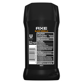 Déodorant AXE Black Vanilla 110g vue arrière avec ingrédients listés