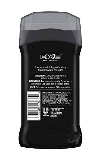 Déodorant AXE Phoenix stick 3 oz vue arrière avec packaging