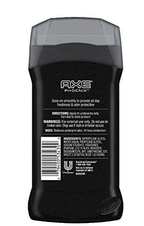Déodorant AXE Phoenix stick 3 oz vue arrière avec packaging