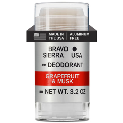 Déodorant Bravo Sierra Aluminium-Free 159g vue avant avec étiquette Grapefruit & Musc