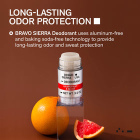 Déodorant Bravo Sierra sans aluminium ingrédients affichés