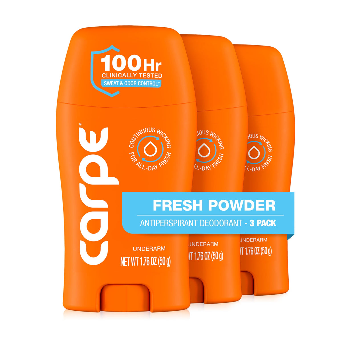 Déodorant Carpe 100 heures Fraîcheur Poudre pack de trois