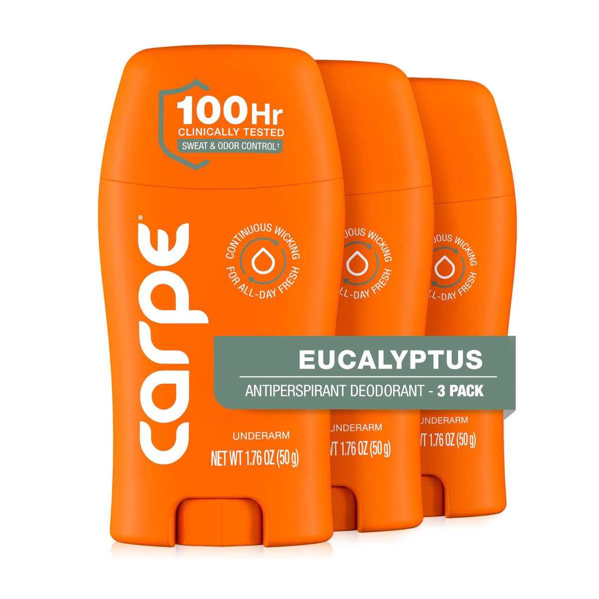 Déodorant Carpe antitranspirant 100 heures Eucalyptus pack de 3