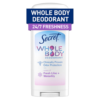 Déodorant corporel Secret pour femme, parfum lilas et nénuphar, avant