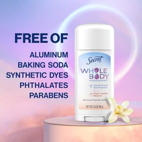 Déodorant corporel Secret stick sur fond blanc