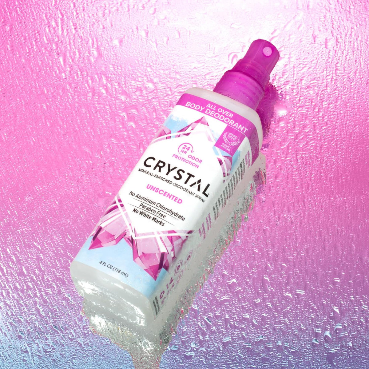 Déodorant Crystal Essence avec étiquette, présentation produit