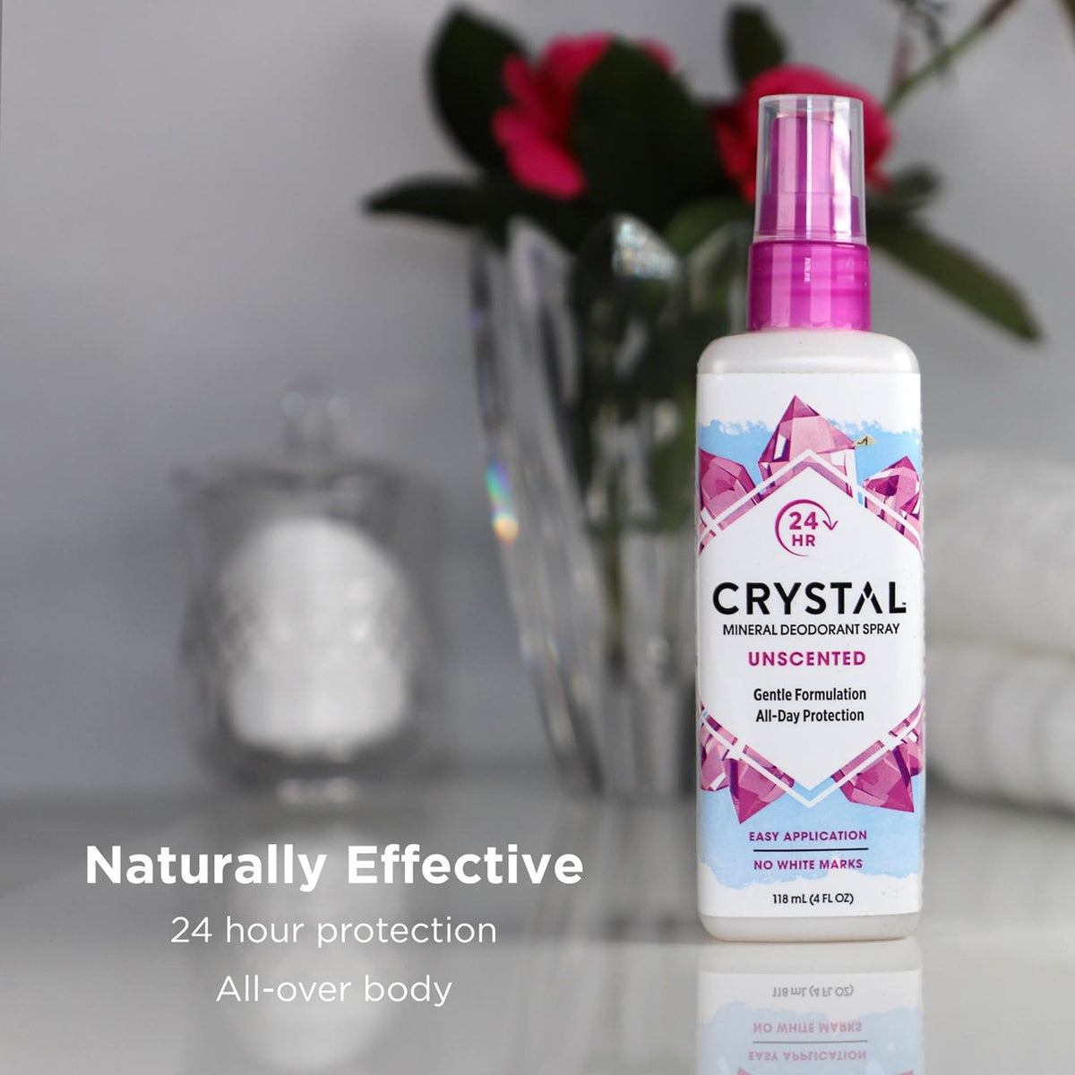 Déodorant Crystal Essence, vue latérale avec bouchon
