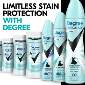Déodorant Degree UltraClear Black+White sur un fond neutre