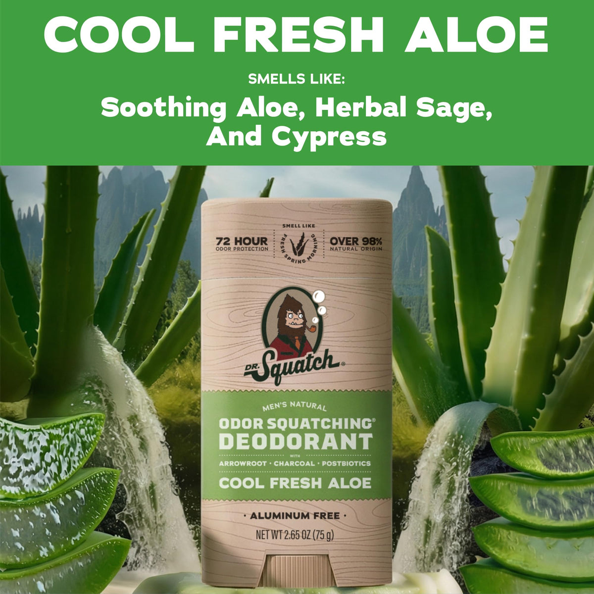 Déodorant Dr. Squatch Aloe Frais en utilisation après la douche