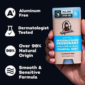 Déodorant Dr. Squatch avec application sur la peau