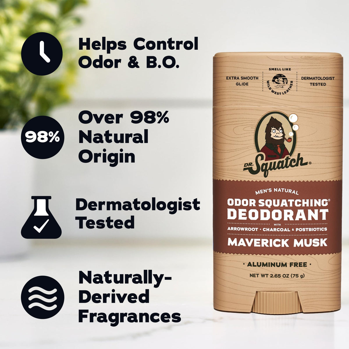 Déodorant Dr. Squatch avec application sur peau