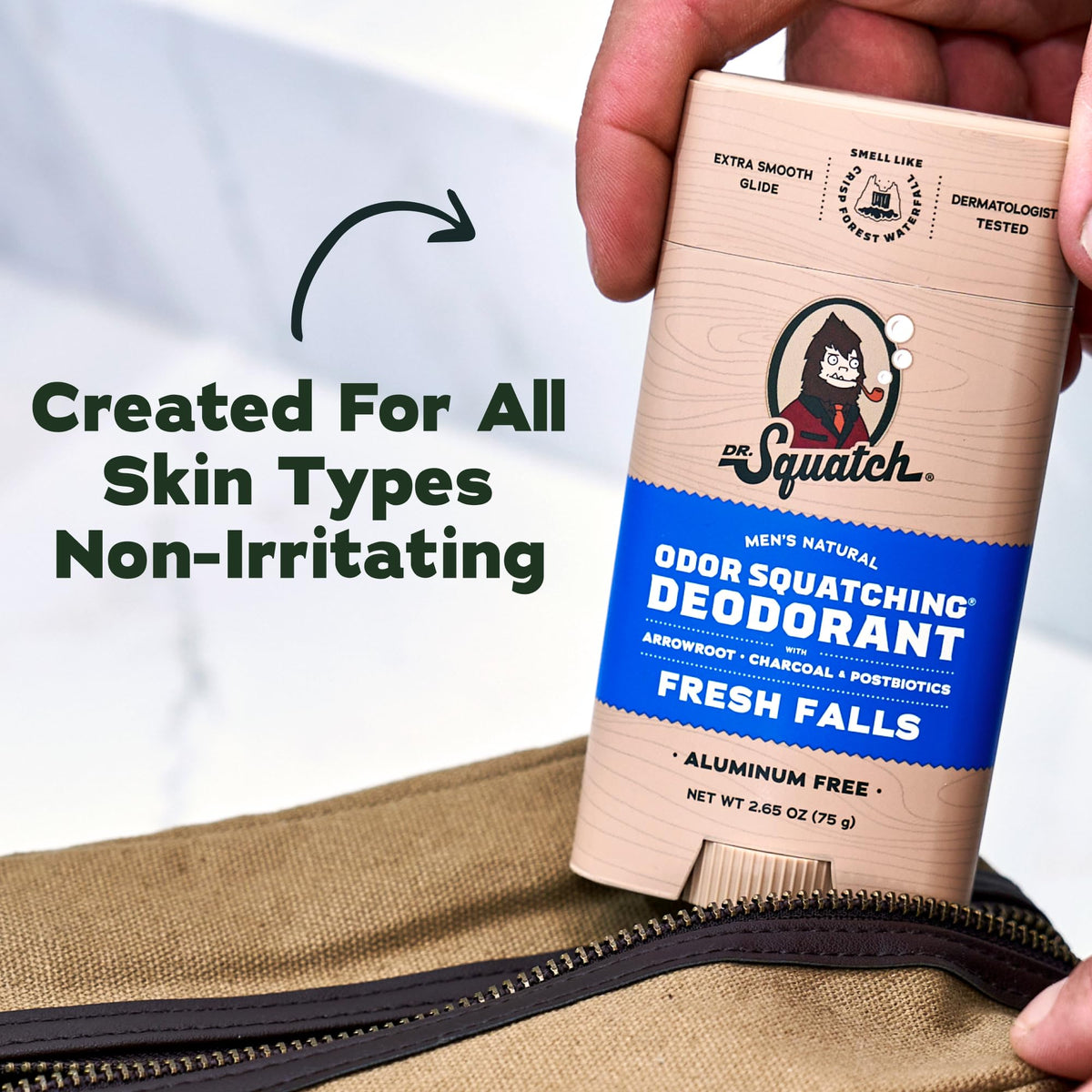 Déodorant Dr. Squatch dans un environnement de salle de bain
