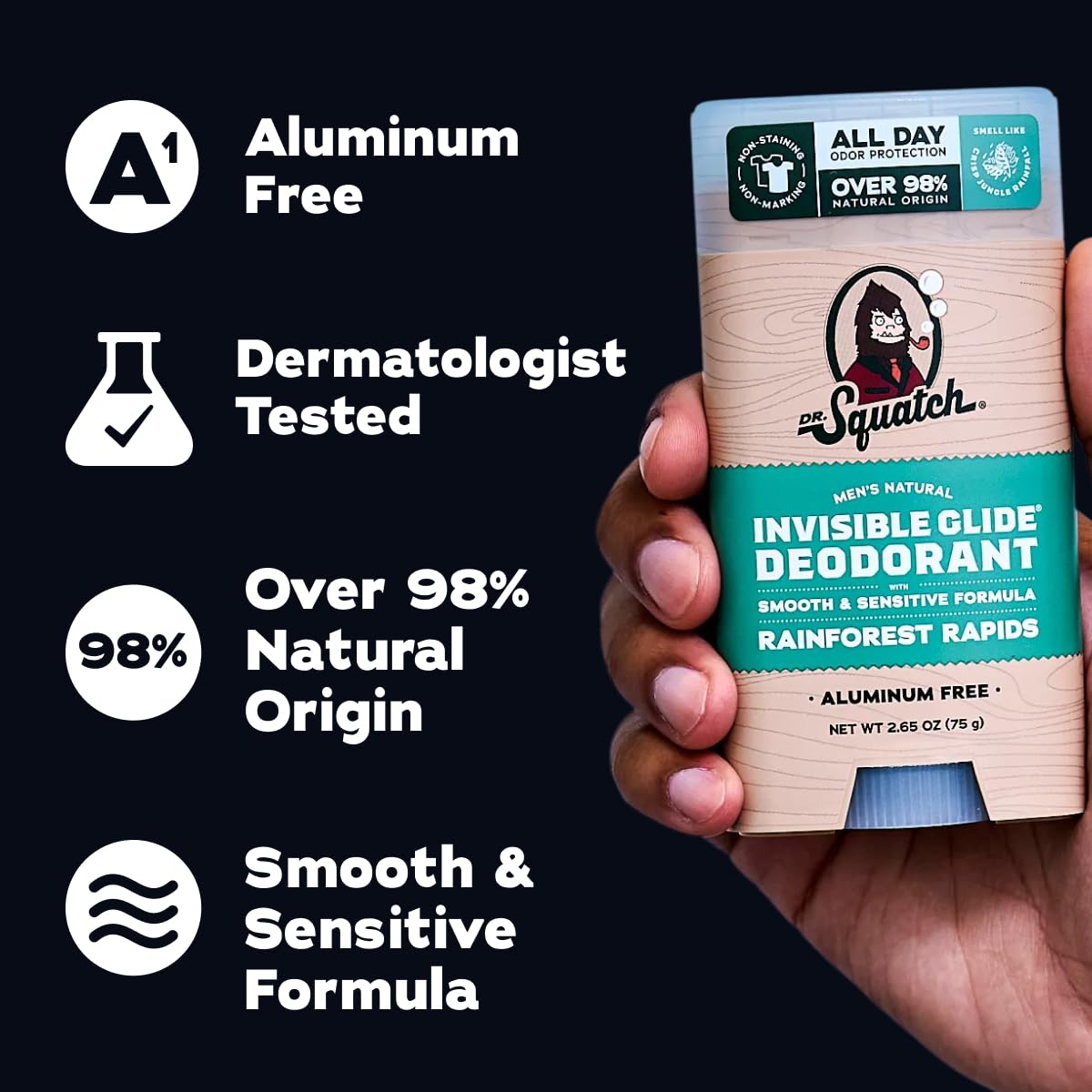 Déodorant Dr. Squatch emballage avec logo