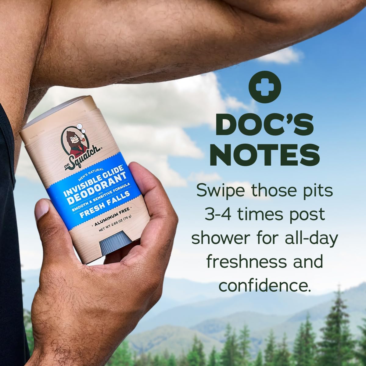Déodorant Dr. Squatch en utilisation quotidienne