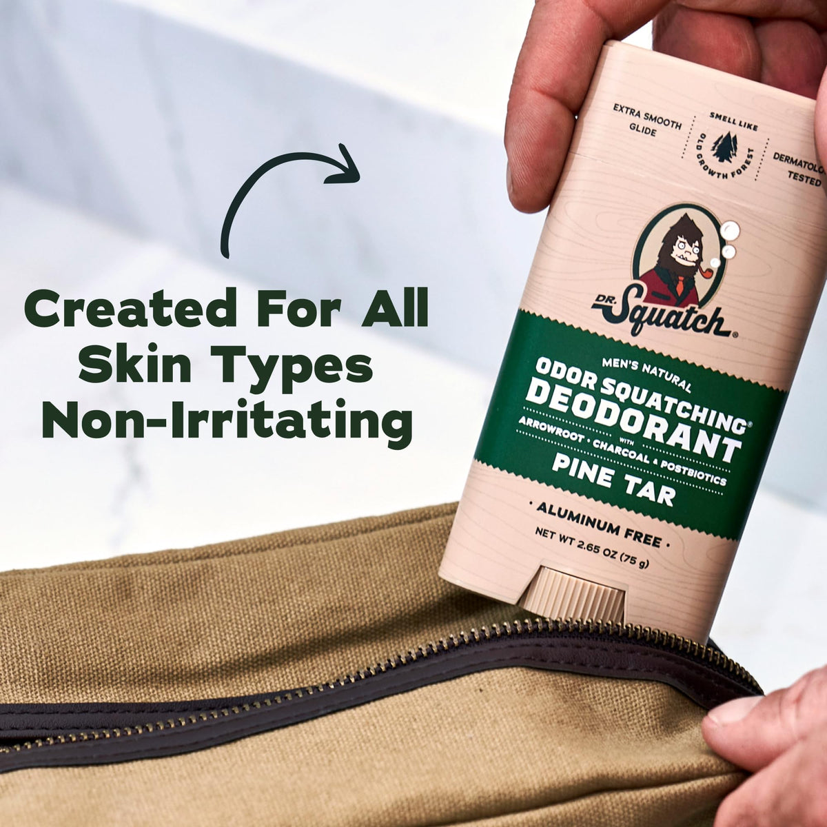 Déodorant Dr. Squatch, packaging et dimensions