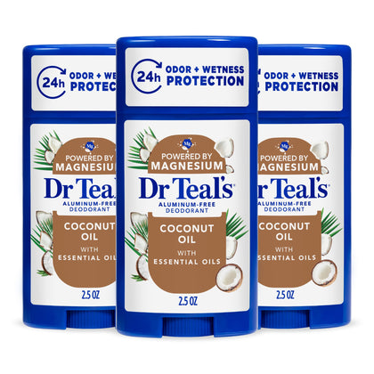 Déodorant Dr Teal's sans aluminium à l'huile de coco, avant