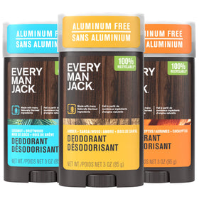 Déodorant Every Man Jack 3-pack vue avant avec trois parfums distincts