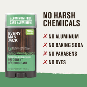 Déodorant Every Man Jack avec vue de haut sur le flacon