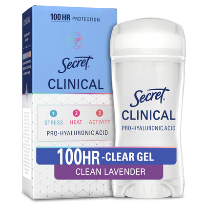 Déodorant gel transparent Secret 100HR vue avant avec emballage