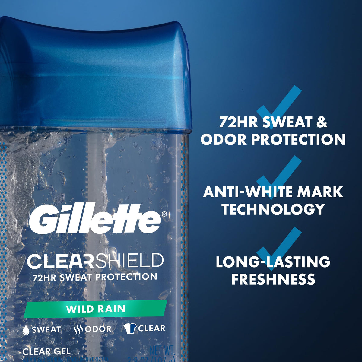 Déodorant Gillette Gel Antitranspirant Hommes 72h vue arrière