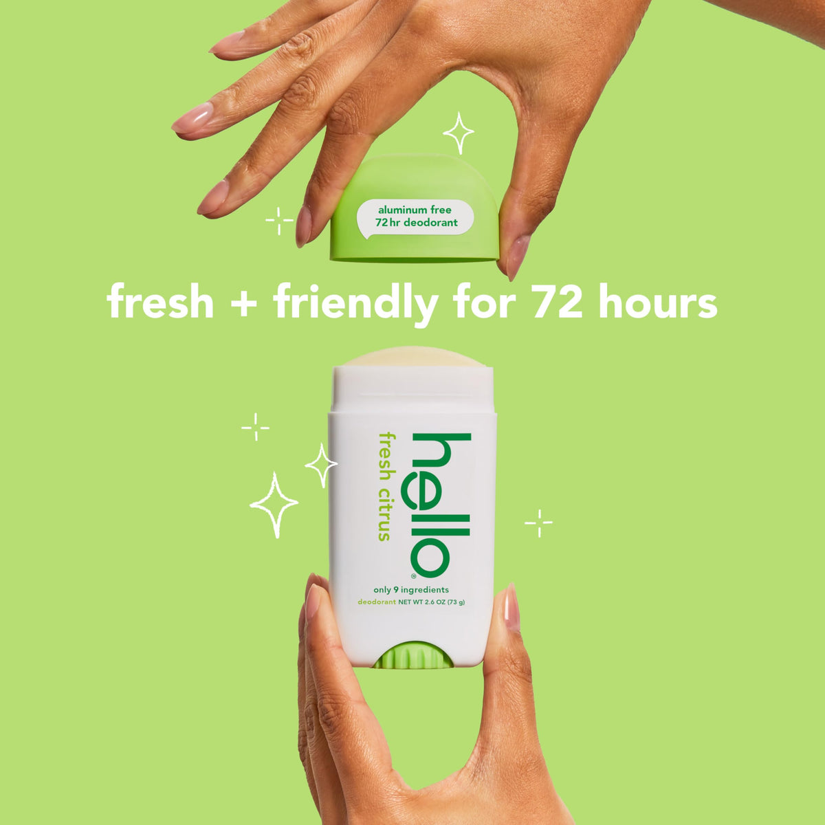 Déodorant hello Citron Frais stick 75g en situation sur une salle de bains