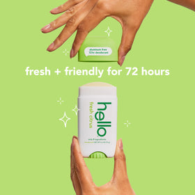 Déodorant hello Citron Frais stick 75g en situation sur une salle de bains