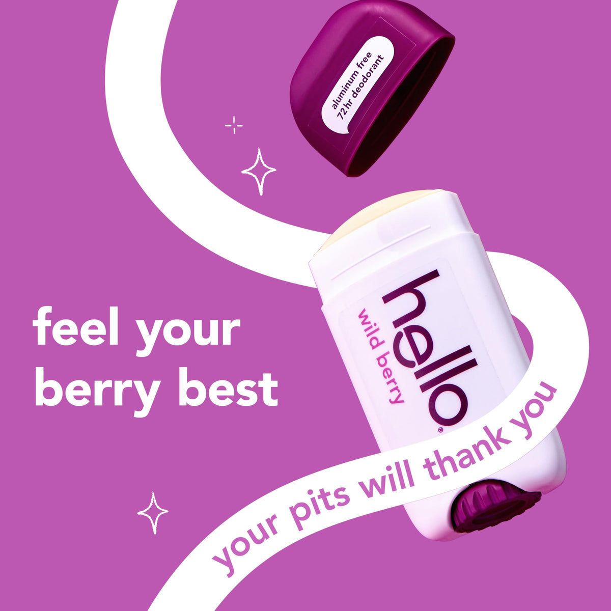 Déodorant hello Wild Berry sans Aluminium 2,6 oz bâton, vue arrière