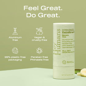 Déodorant HEY HUMANS Banana Aloe 91g packaging recyclable